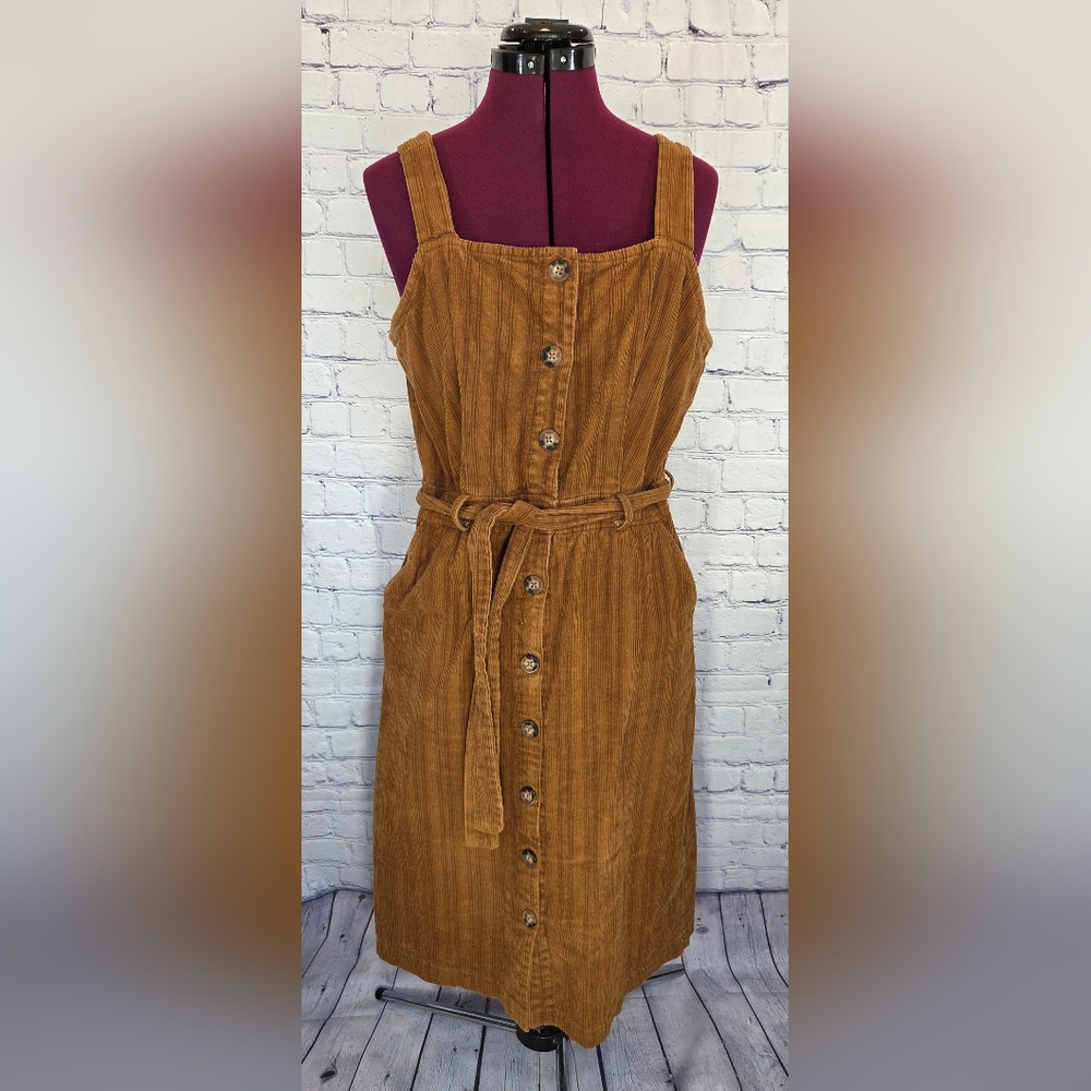 Roolee Brown Ribbed Buttoned Midi Dress